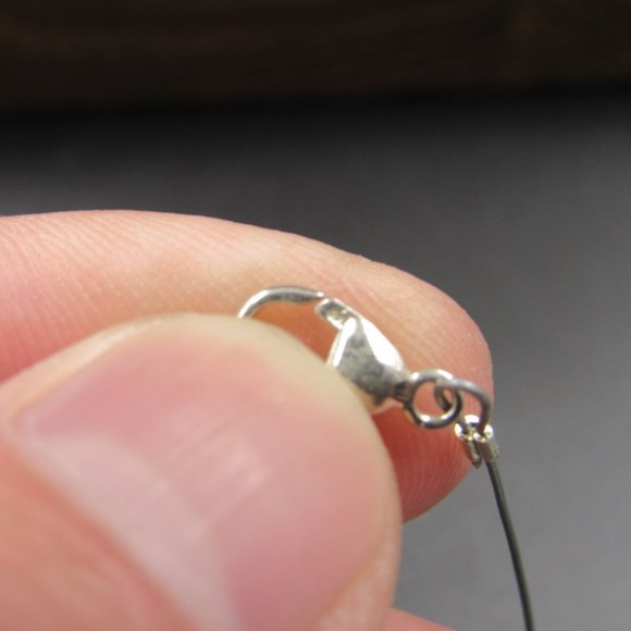 16" Sterling Silver Green & Black Stones Necklace Vintage - Picture 4 of 7